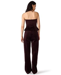 Steve Madden Women's Dawnette Strapless Velvet Peplum Top