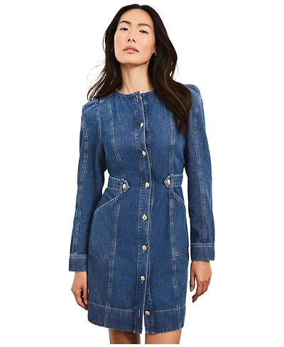 Mint Velvet Women's Denim Puff Sleeve Mini Dress