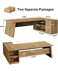 Tribesigns 77.9" L-Shaped Desk with 2 Drawers and Cabinet