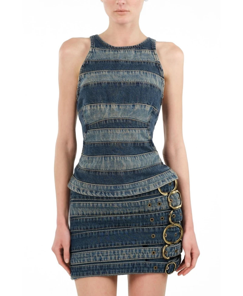 Nocturne Women's Halter Neck Denim Blouse