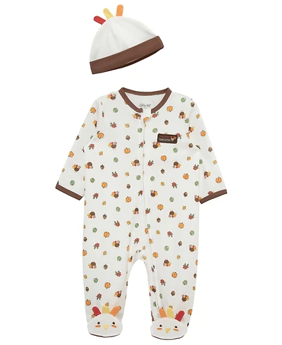 Little Me Baby Boys' and Girls' Turkey Footie Coverall with Matching Hat