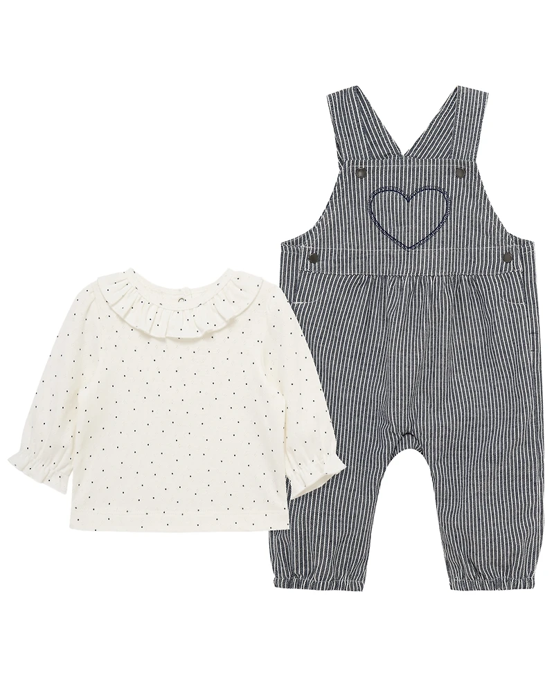 Little Me Baby Girls' Heart Top and Overall, 2-Piece set