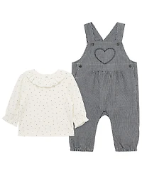 Little Me Baby Girls' Heart Top and Overall, 2-Piece set