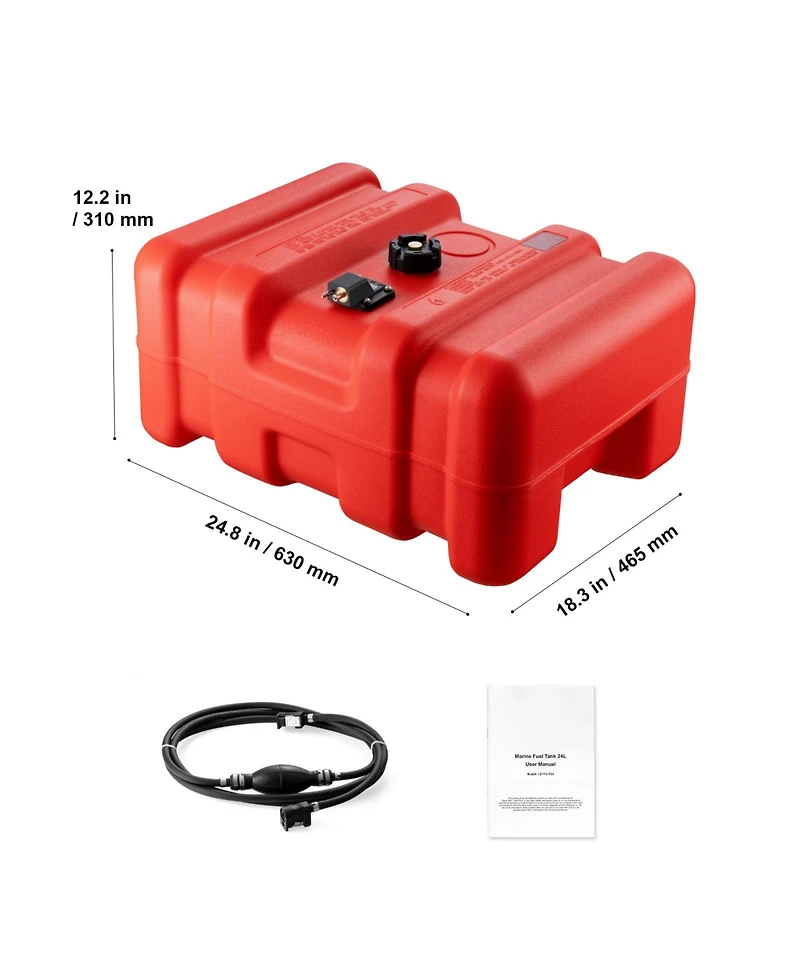 Sevorley Portable Marine Fuel Tank, 12 Gallon 55L Outboard Boat Gas Tank with Hose