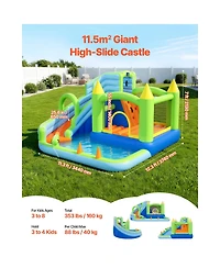 Sevorley Inflatable Water Slide Bounce House with Splash Pool and Basketball Hoop