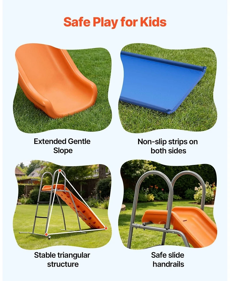 Sevorley Kids Water Slide with Adjustable Sprinkler and Ground Tarp for Backyard