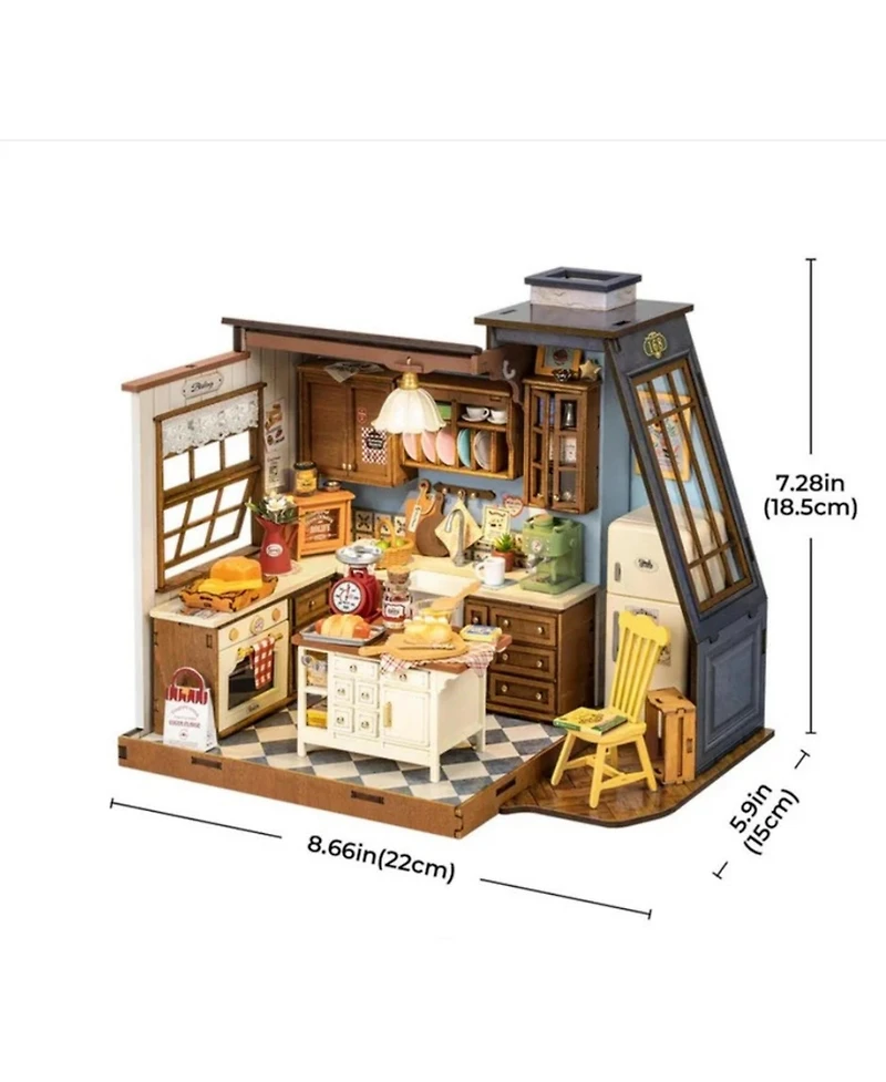 Robotime Baking Kitchen 3D Wooden Miniature Dollhouse Puzzle, Ages 3+