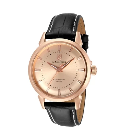 Invicta S.Coifman SC0287 Men's Heritage Quartz Champagne Dial Leather Strap Watch