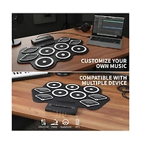 homfan Roll-Up Electronic Drum Kit Bluetooth Midi 9-Pad, Ages 10+