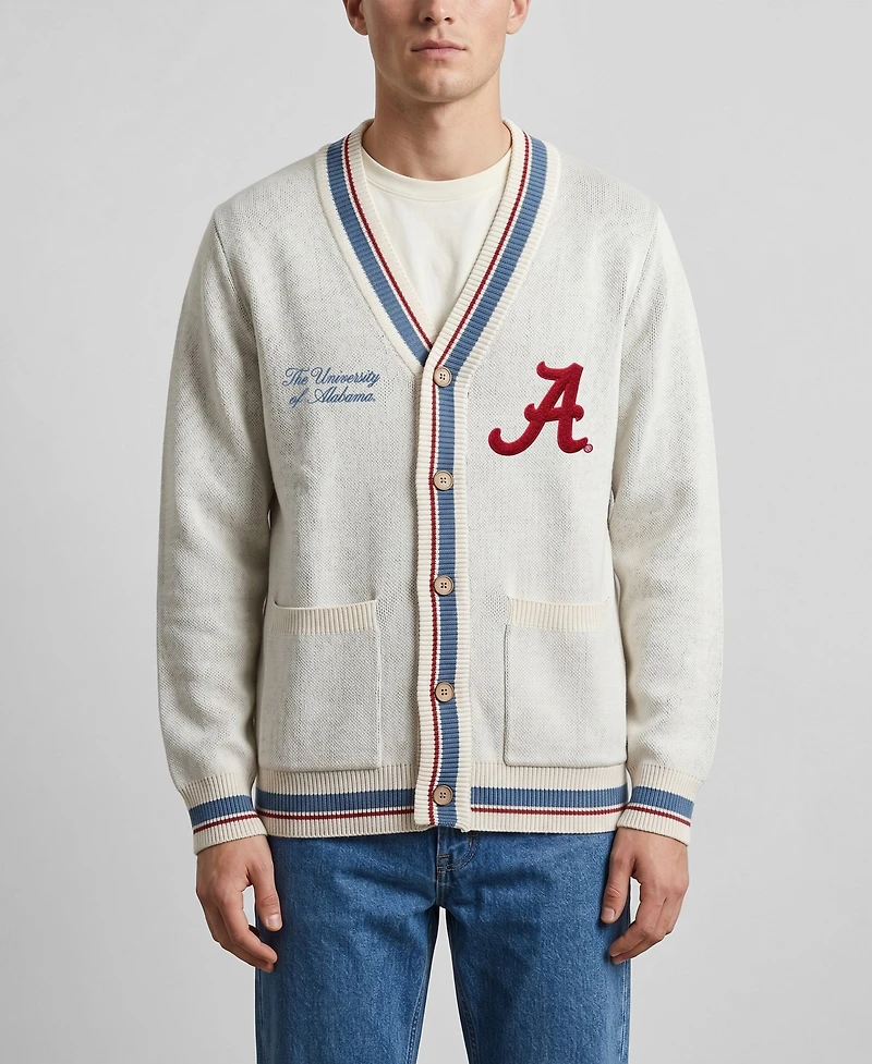Men's and Women's Uscape Apparel Natural Alabama Crimson Tide Americana Striped Full-Button Cardigan