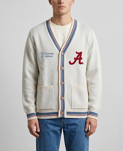 Men's and Women's Uscape Apparel Natural Alabama Crimson Tide Americana Striped Full-Button Cardigan
