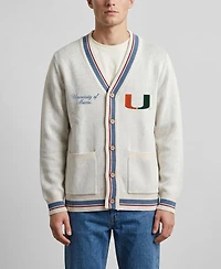 Men's and Women's Uscape Apparel Natural Miami Hurricanes Americana Striped Full-Button Cardigan