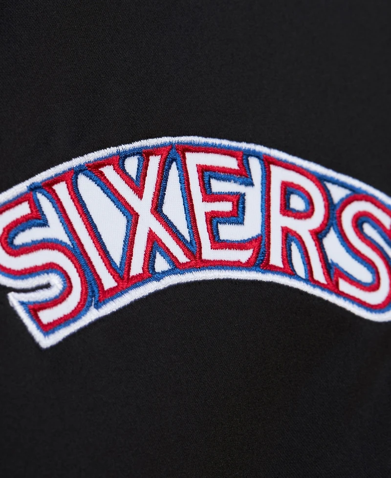 Mitchell & Ness Men's Black Philadelphia 76ers Hardwood Classics Blackout Collection Satin Full-Zip Jacket
