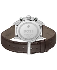 Hugo Boss Men's Grand Prix Quartz Chrono Brown Leather Watch 44.50mm