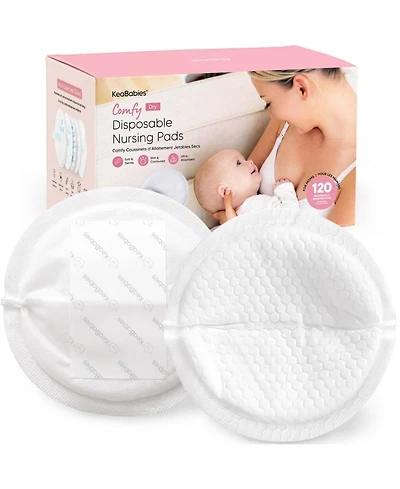 KeaBabies Women's Comfy Dry Disposable Nursing Pads, Breast Pads for Leaking Milk, Stay Dry, Soft, Absorbent Breastfeeding