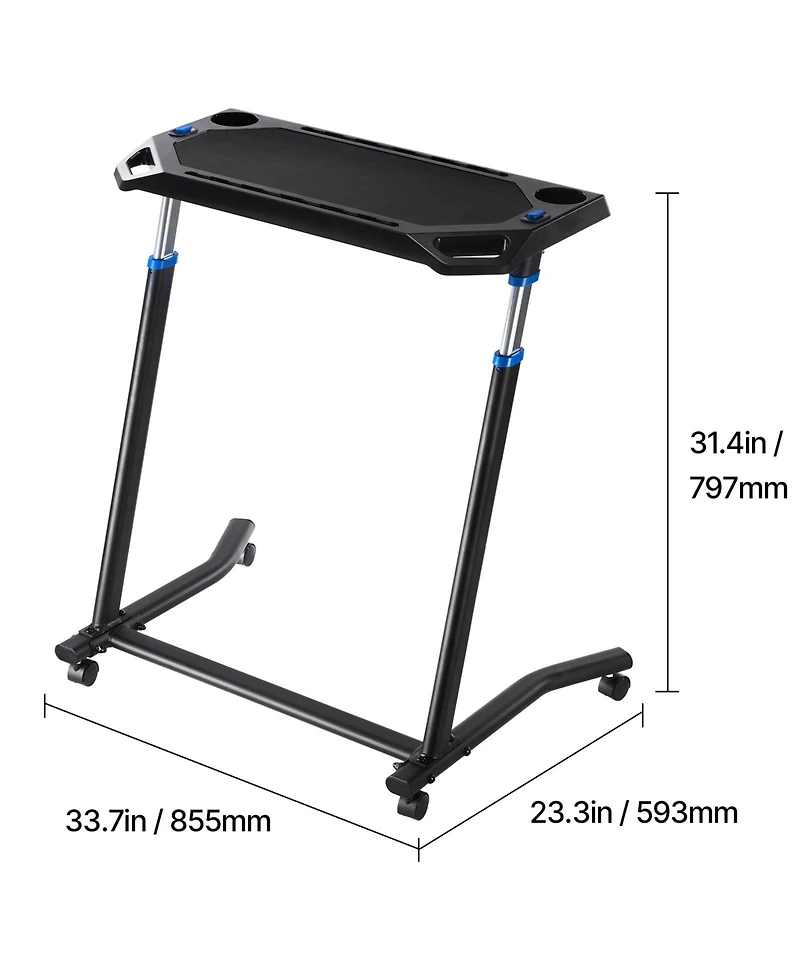 Sevorley Mobile Foldable Cycling Desk, 8-Level Height-Adjustable Bike and Treadmill Workstation with Wheels