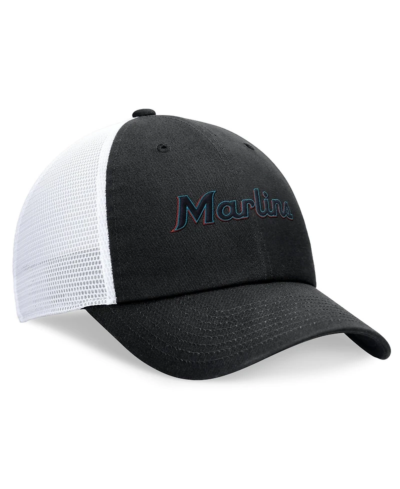 Nike Men's Black Miami Marlins Wordmark Adjustable Trucker Hat