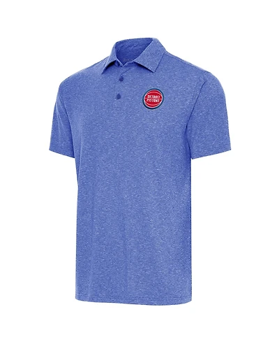 Men's Antigua Heather Royal Detroit Pistons Par Polo