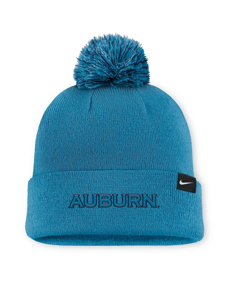 Men's Nike Turquoise Auburn Tigers Primetime Peak Campus Cuffed Knit Hat with Pom