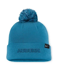 Men's Nike Turquoise Auburn Tigers Primetime Peak Campus Cuffed Knit Hat with Pom