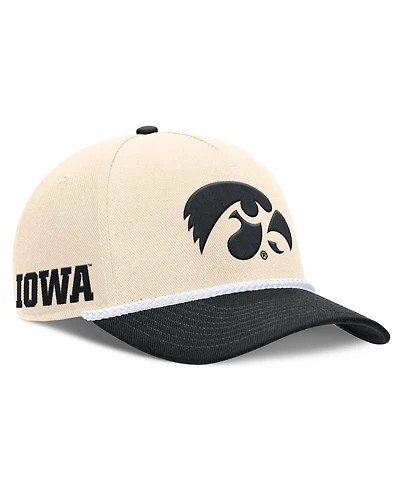 Men's and Women's Nike Natural Iowa Hawkeyes 2026 Primetime Natural 5-Panel Rope 2-Tone Rise Hat