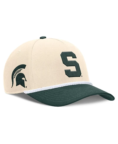 Men's and Women's Nike Natural Michigan State Spartans 2026 Primetime Natural 5-Panel Rope 2-Tone Rise Hat