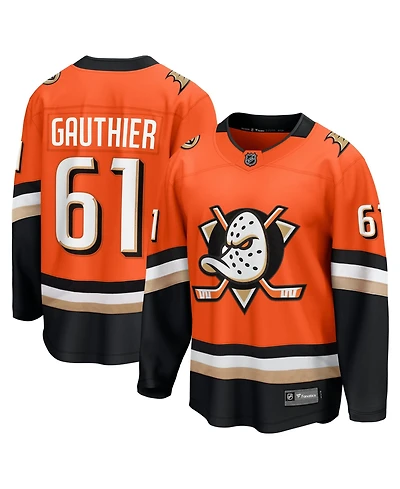 Fanatics Men's Cutter Gauthier Orange Anaheim Ducks Home Breakaway Jersey