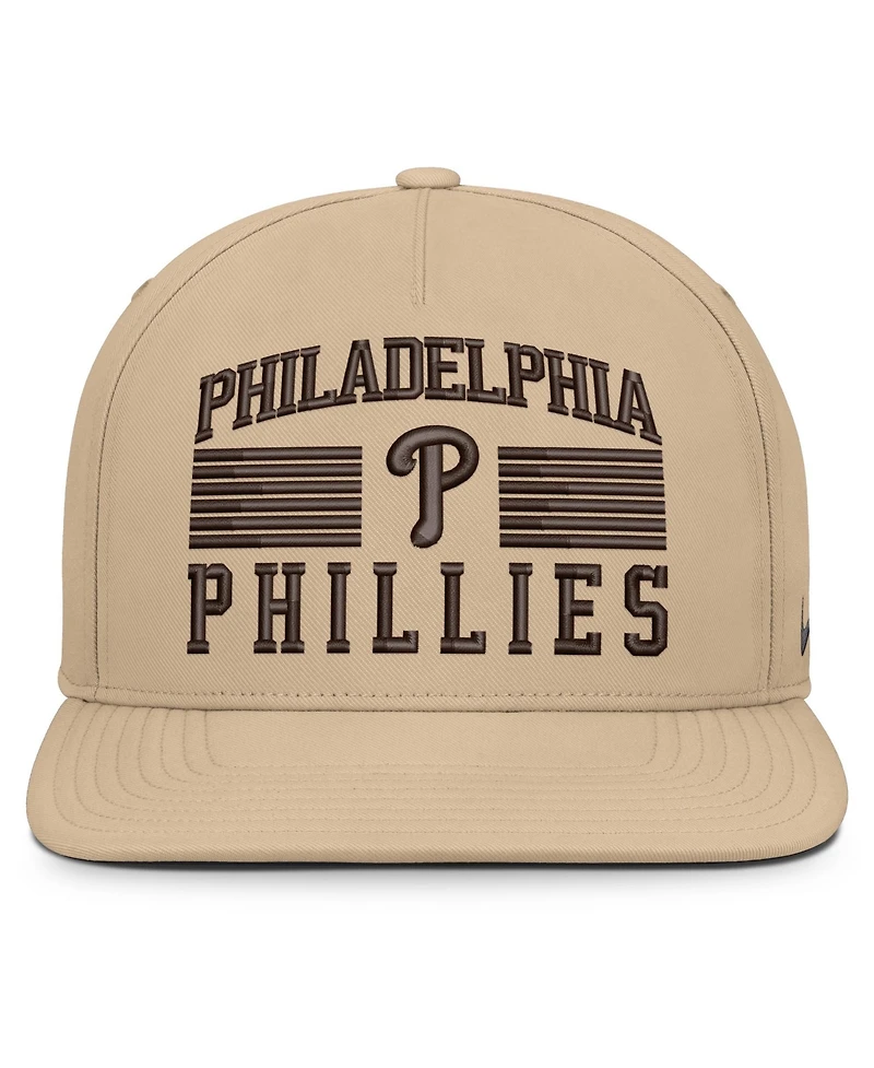 Nike Men's Khaki Philadelphia Phillies Desert Pro AeroBill Dri-fit Snapback Hat