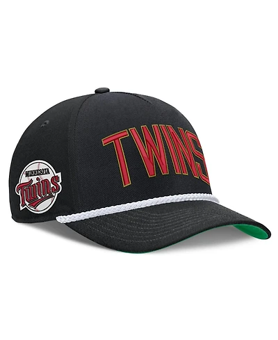 Men's Nike Black Minnesota Twins Cooperstown Collection Rise Adjustable Hat