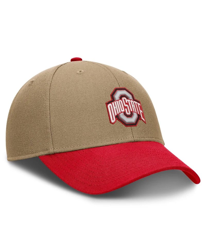 Men's and Women's Nike Beige/Scarlet Ohio State Buckeyes Primetime Rise Dri-fit Adjustable Hat