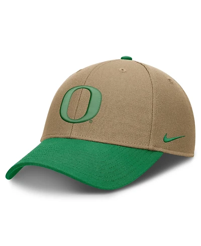 Men's and Women's Nike Beige/Green Oregon Ducks Primetime Rise Dri-fit Adjustable Hat
