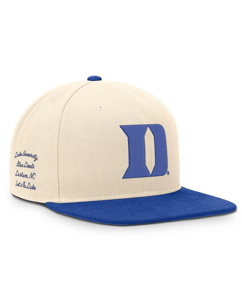 Nike Men's and Women's Natural/Royal Duke Blue Devils Campus Prep Snapback Hat