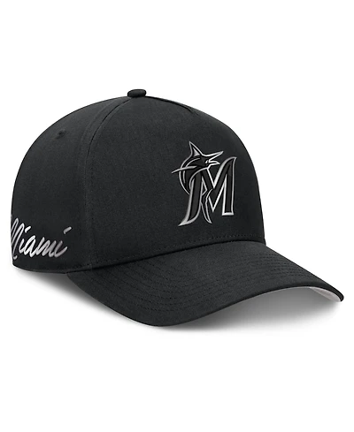 Men's Nike Black Miami Marlins Rise Dri-fit A-Frame Adjustable Hat