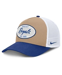 Men's Nike Khaki/Royal Kansas City Royals Rise A-Frame Trucker Adjustable Hat