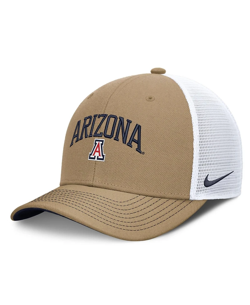 Nike Men's and Women's Beige/Navy Arizona Wildcats Primetime Arched Trucker Adjustable Hat