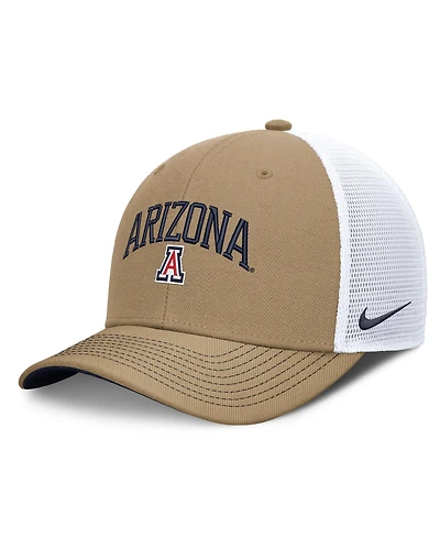 Nike Men's and Women's Beige/Navy Arizona Wildcats Primetime Arched Trucker Adjustable Hat