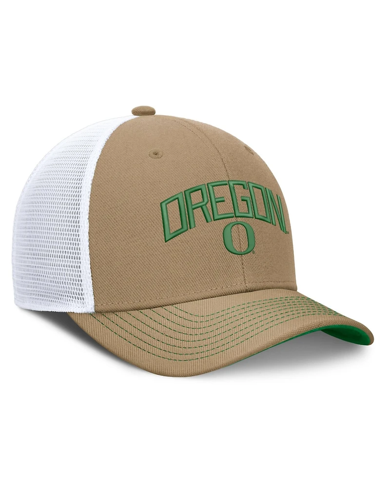 Nike Men's and Women's Beige/Green Oregon Ducks Primetime Arched Trucker Adjustable Hat