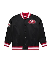 Mitchell & Ness Men's Black San Francisco 49ers 80th Anniversary Heavyweight Satin Full-Snap Jacket