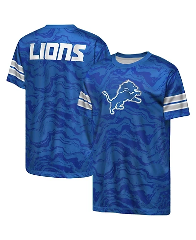 Outerstuff Big Boys and Girls Blue Detroit Lions Slant Route Performance T-Shirt
