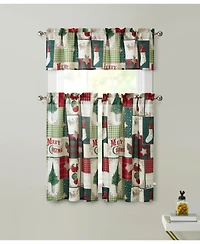Kate Aurora Holiday Living Merry Christmas Kitchen Curtain Tier And Valance Set - 56 in. W x 36 in. L