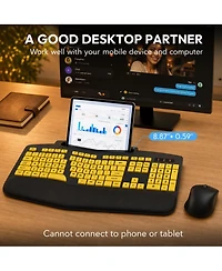 Lofree Wireless Ergonomic Wrist-Rest Keyboard and Mouse Combo for Computer/Phone/Tablet