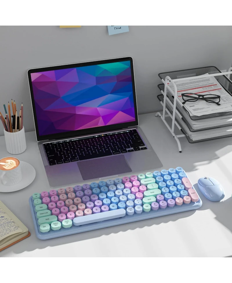 Lofree Retro Typewriter Style Wireless Clicky Keyboard and Mouse Combo Compatible with Windows and macOS