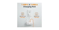 Tessan Wall Outlet Extender with 0.5Ft, 1 Usb C, 2 Usb A for Home, Office and Travel