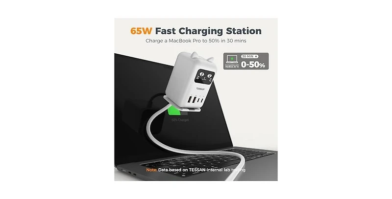 Tessan Multi-Port Usb Charging Station with 65W, 2 Usb-c, 2 Usb-a for Home, Office and Travel