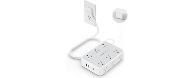 Tessan Wall Outlet Extender with 10FT, 12 Outlet, 2 Usb-c for Home, Office and Travel