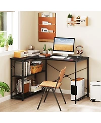Slickblue L Shaped Corner Desk 47 Inch with Adjustable Storage Shelves