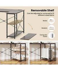 Sugift 47-Inch L-Shaped Reversible Corner Desk with Adjustable Storage Shelves