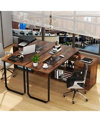 Sugift 55-Inch Reversible L-Shaped Desk with 3 Drawers and Adjustable Shelf