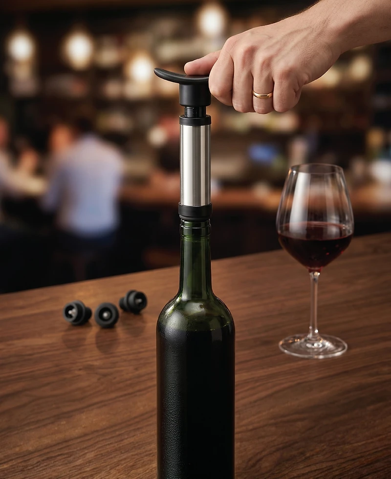 Hic Kitchen Bar 5-Piece Wine Saver Vacuum Sealer Pump and Stopper Set