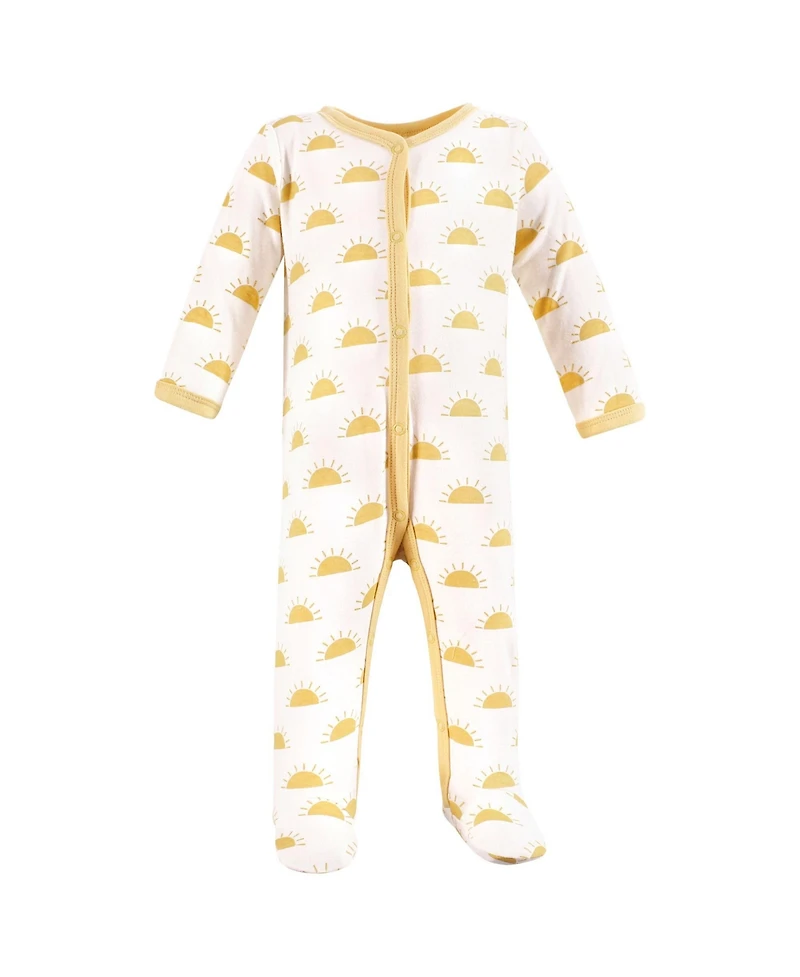 Hudson Baby Girls 0M-9M Cotton Sleep And Play 3-Pack, Sunshine Rainbows